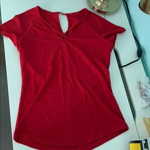 red keyhole shirt